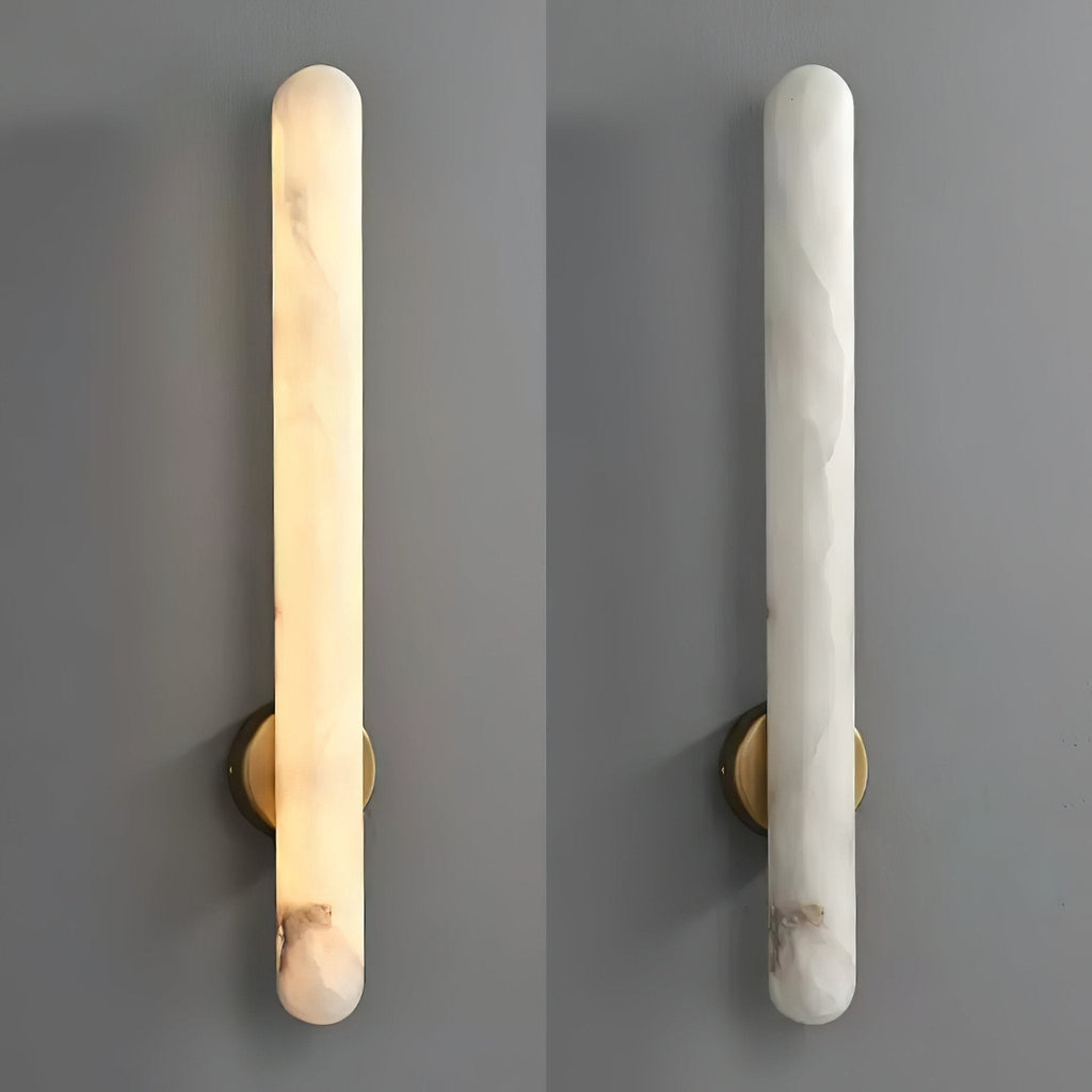Minimalist Alabaster LED Wall Sconce With Brass Finish 4
