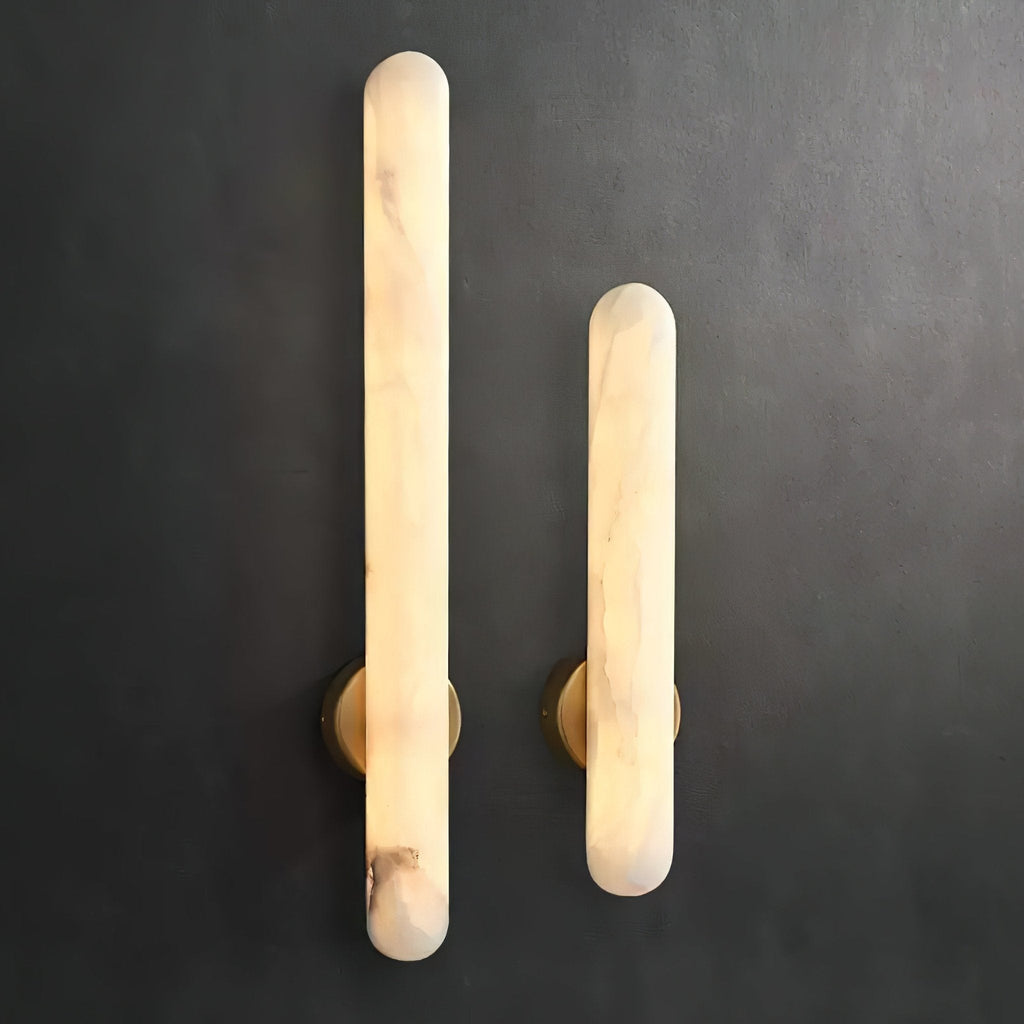 Minimalist Alabaster LED Wall Sconce With Brass Finish 7