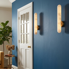 Minimalist Alabaster LED Wall Sconce With Brass Finish 99