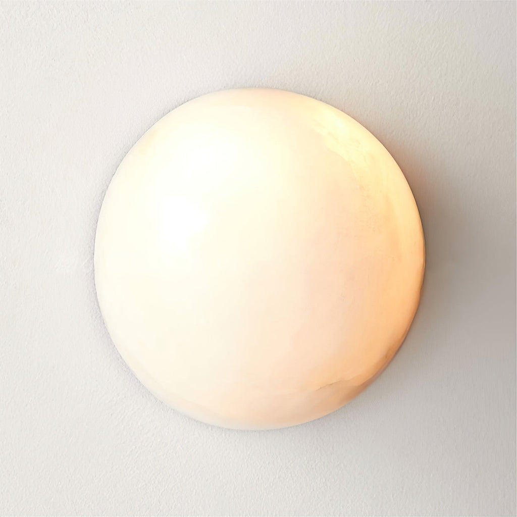 Minimalist Alabaster Wall Sconce Soft Glow Metal Finish 0