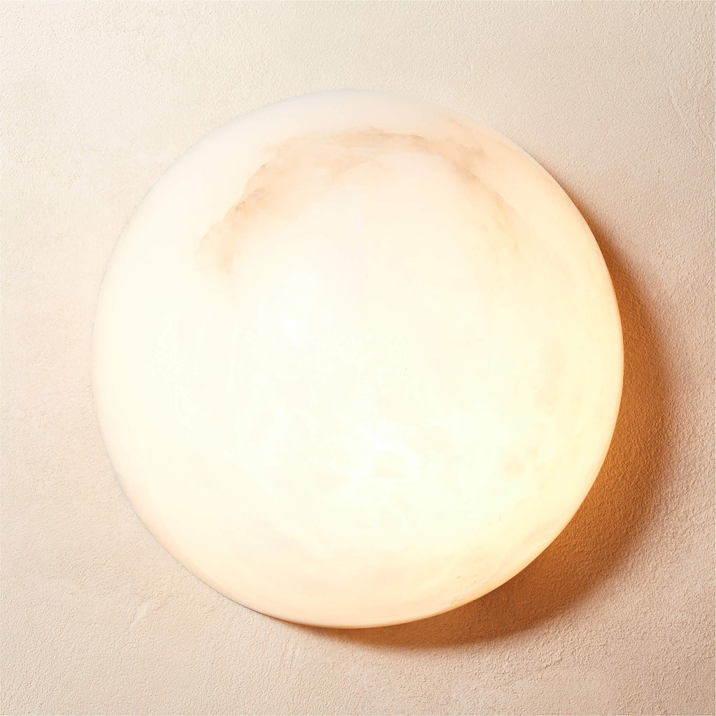 Minimalist Alabaster Wall Sconce Soft Glow Metal Finish 9