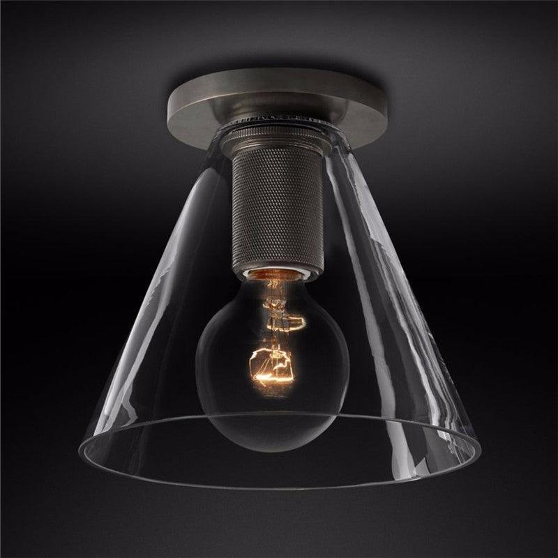 Minimalist Ceiling Light Brass Clear Glass Simple Design 9