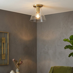 Minimalist Ceiling Light Brass Clear Glass Simple Design 99