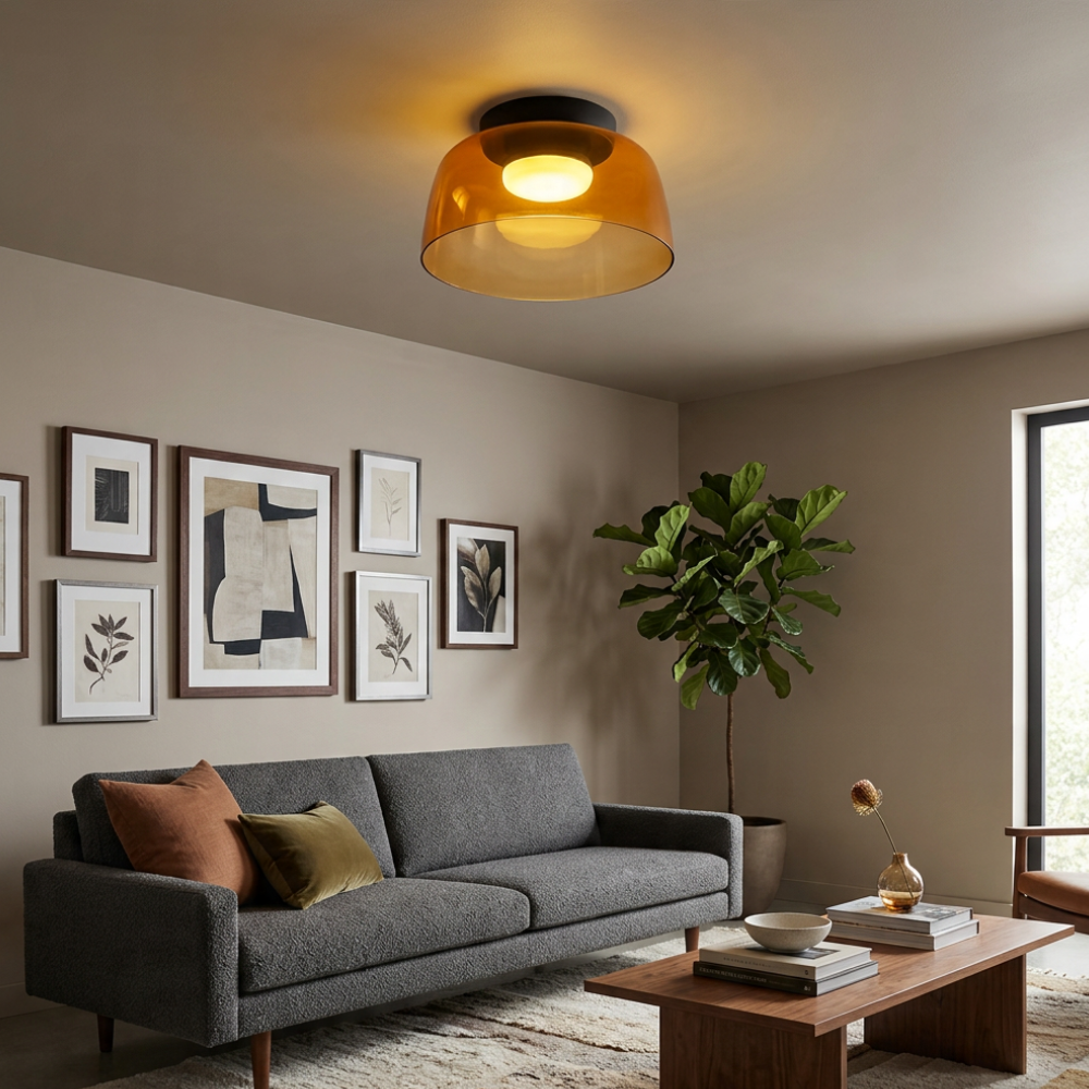 Minimalist Ceiling Light Integrated LED Smoked Glass  9998