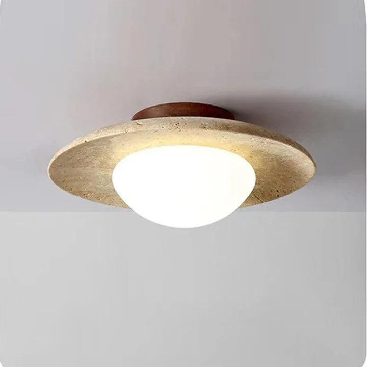 Minimalist Ceiling Light Natural Travertine Compact Design 2