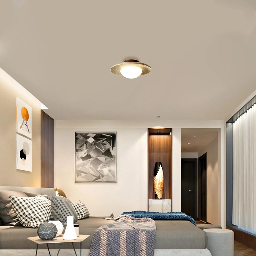 Minimalist Ceiling Light Natural Travertine Compact Design 3