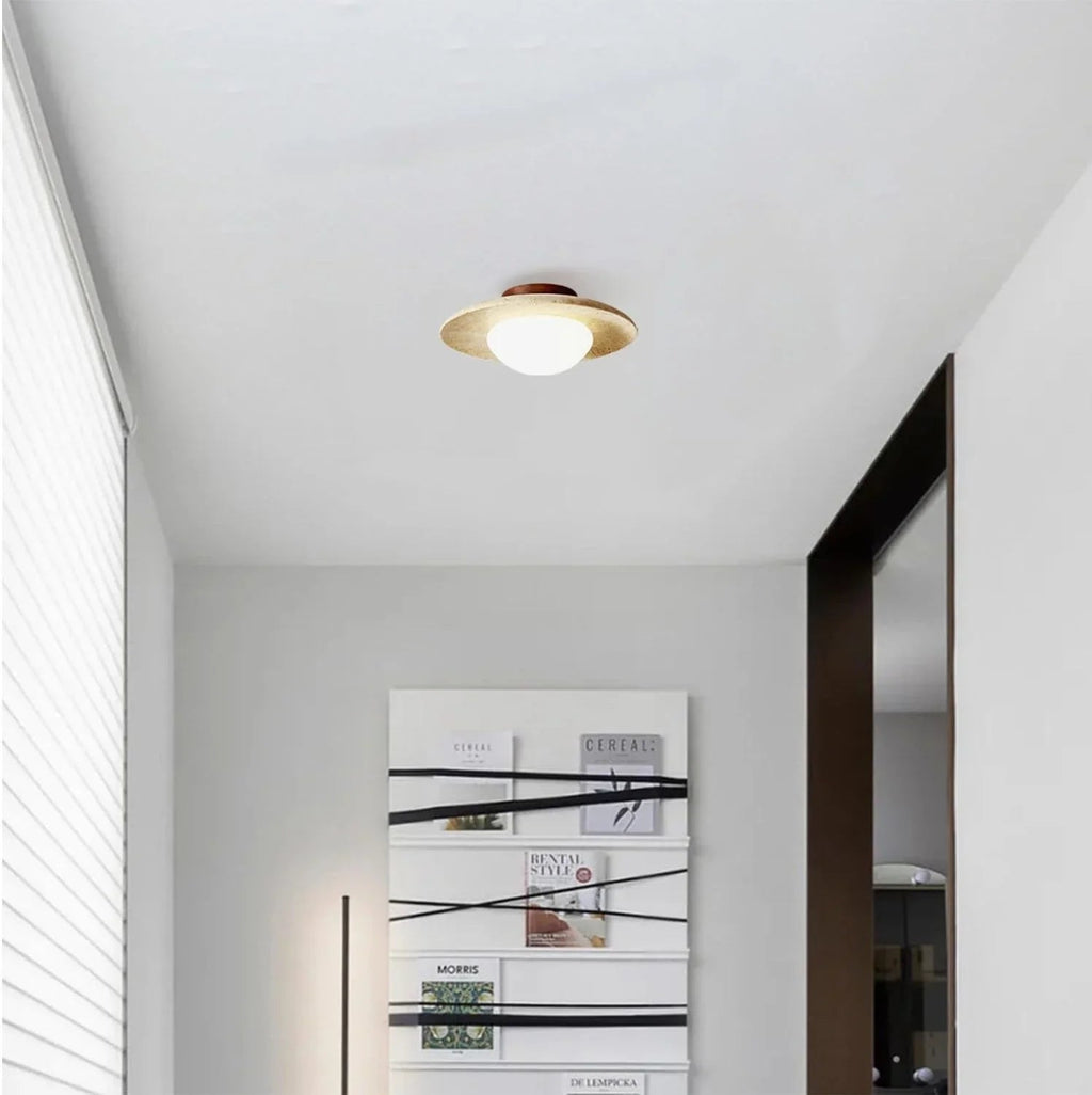 Minimalist Ceiling Light Natural Travertine Compact Design 4