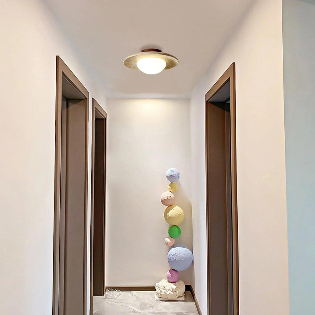 Minimalist Ceiling Light Natural Travertine Compact Design 5