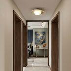 Minimalist Ceiling Light Natural Travertine Compact Design 99