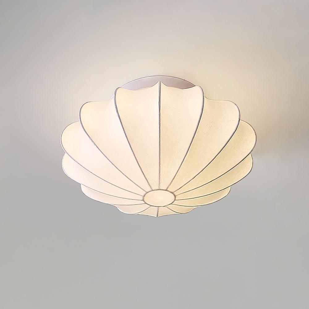 Minimalist Ceiling Light Steel Frame Elegant Silk Shade 0