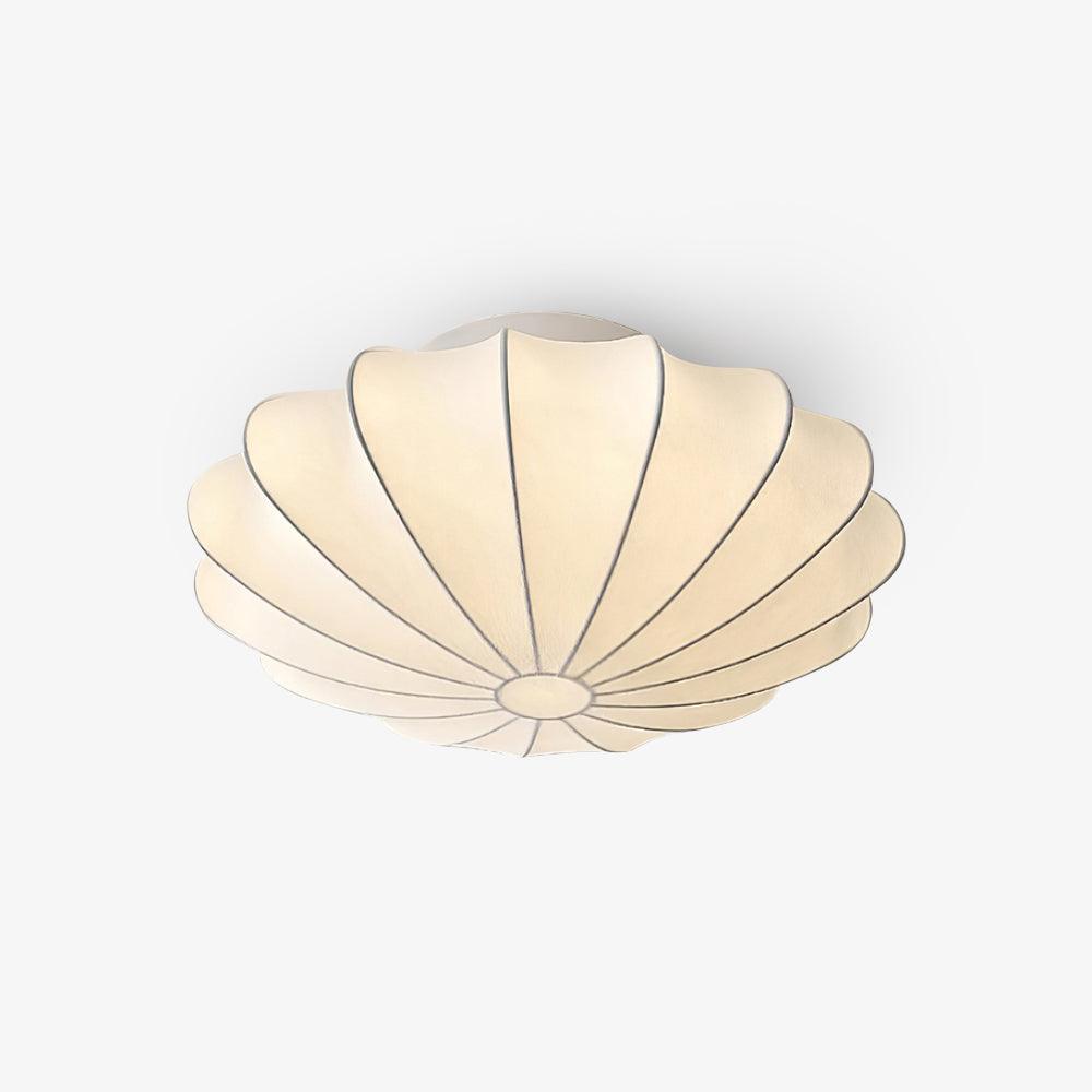 Minimalist Ceiling Light Steel Frame Elegant Silk Shade 1