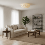 Minimalist Ceiling Light Steel Frame Elegant Silk Shade 2
