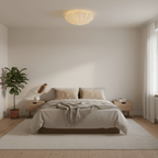 Minimalist Ceiling Light Steel Frame Elegant Silk Shade 3