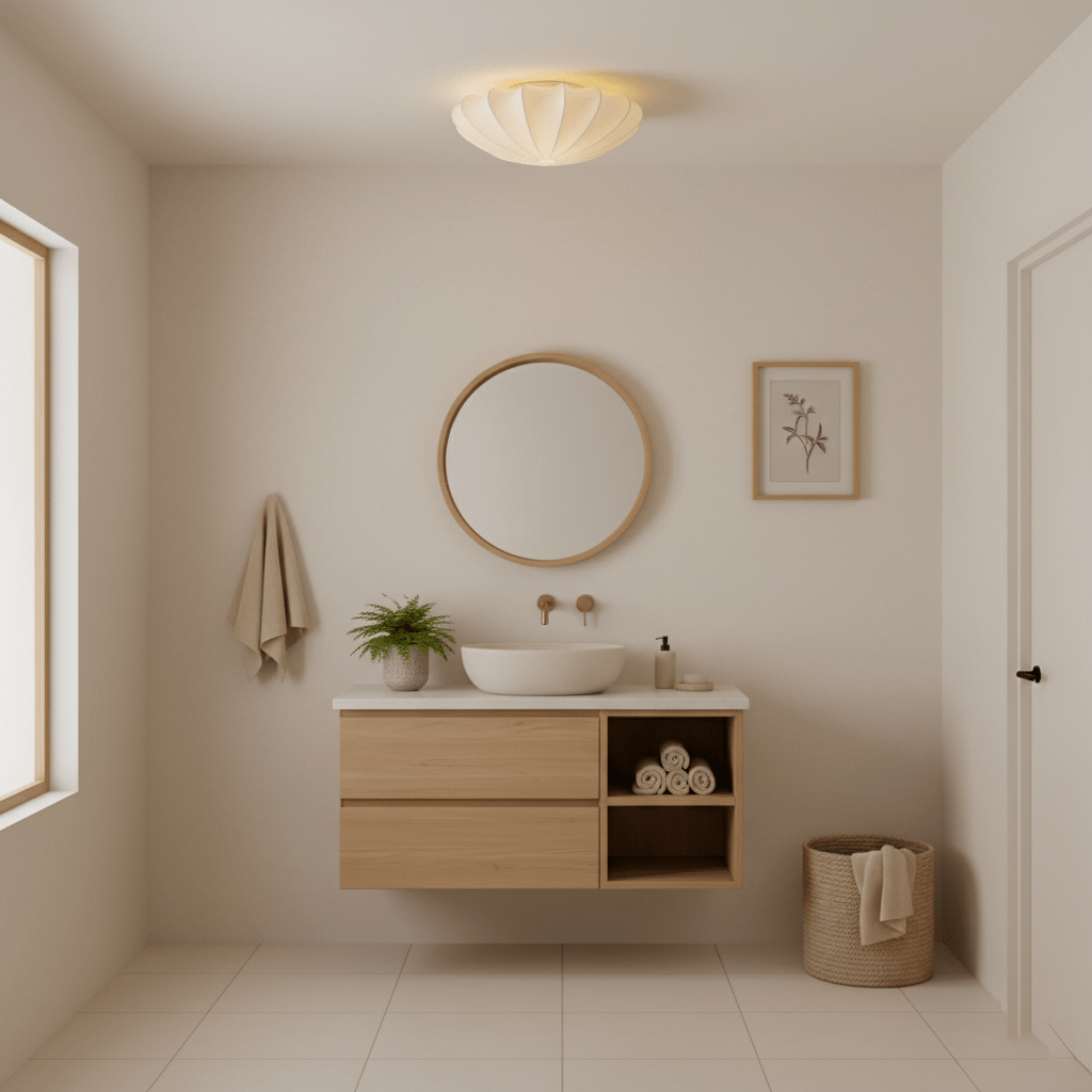 Minimalist Ceiling Light Steel Frame Elegant Silk Shade 4