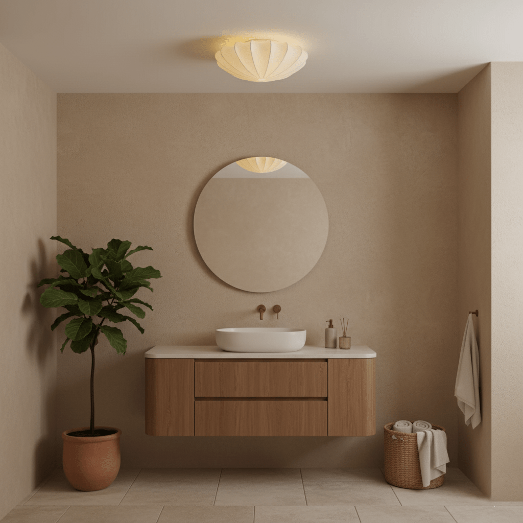 Minimalist Ceiling Light Steel Frame Elegant Silk Shade 6