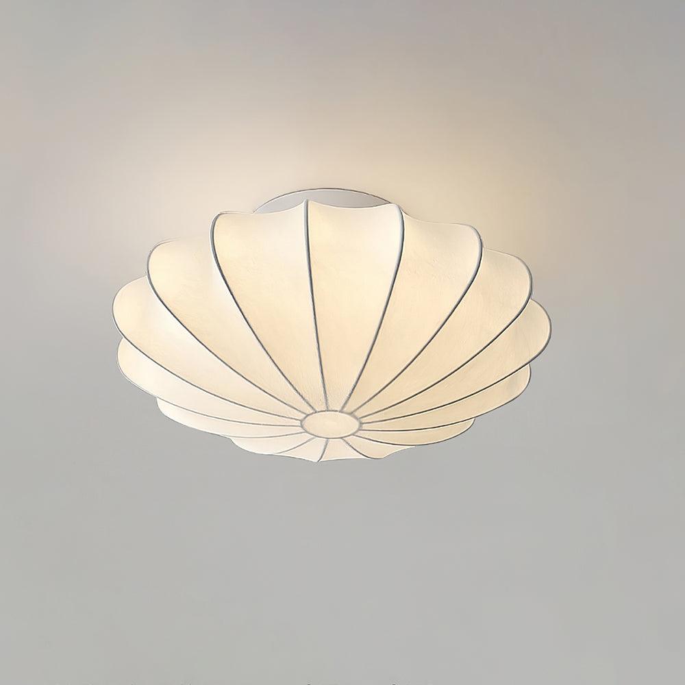 Minimalist Ceiling Light Steel Frame Elegant Silk Shade 9