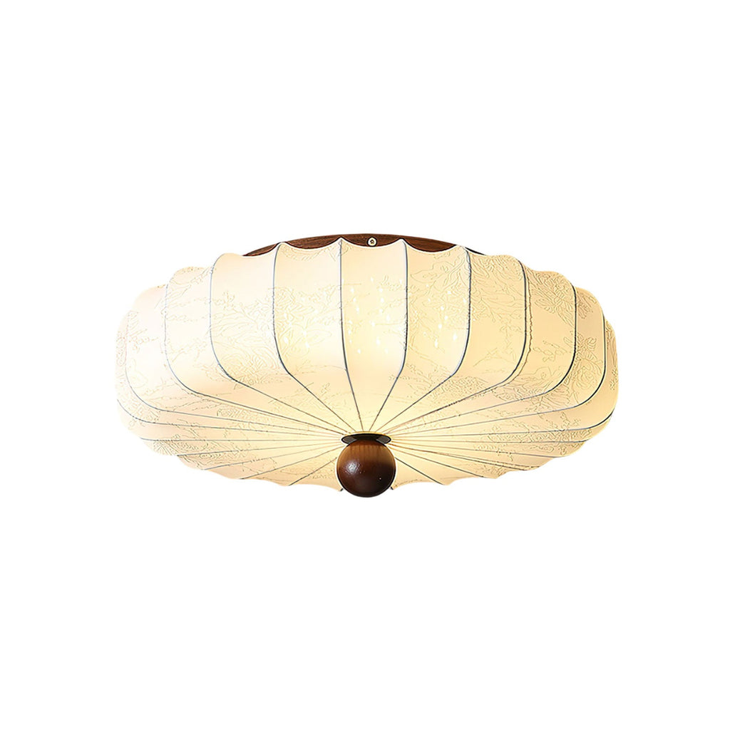 Minimalist Ceiling Light Wood Fabric Integrated LED Design 0