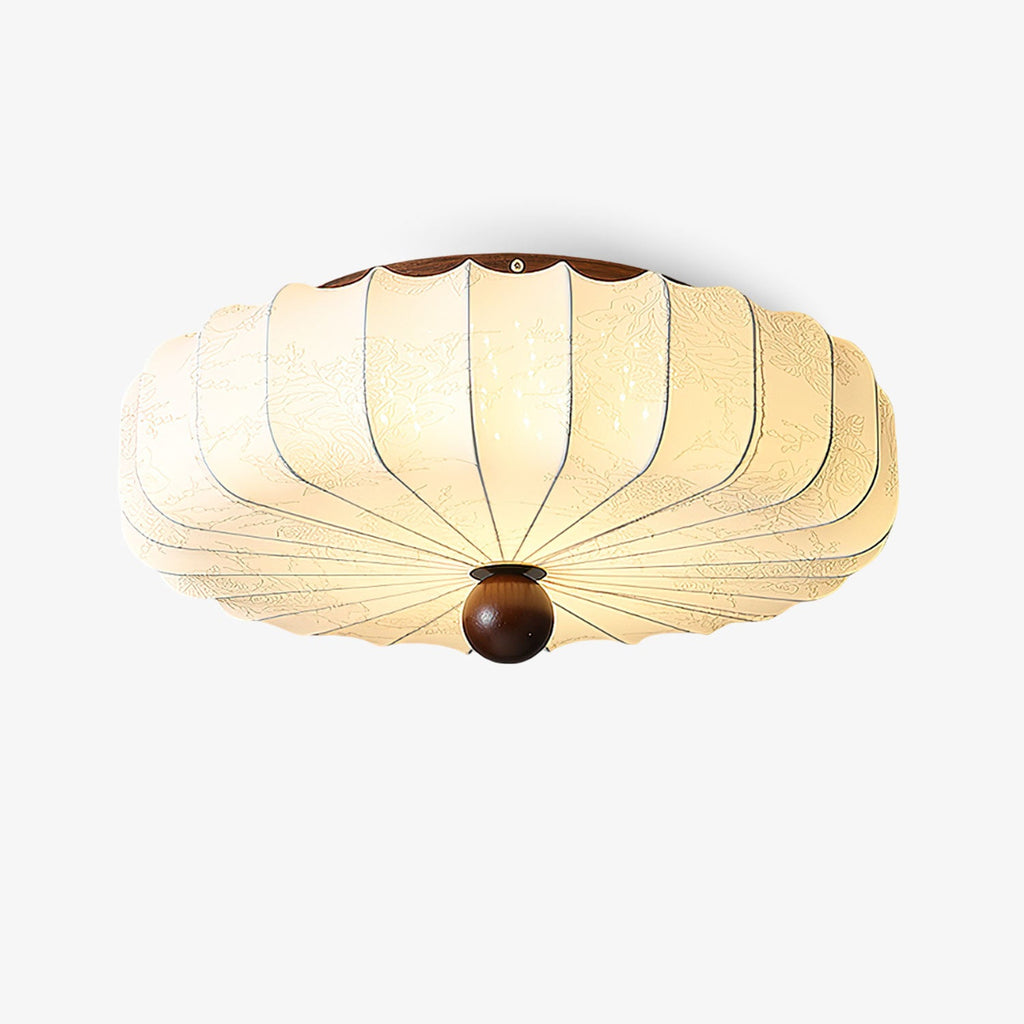 Minimalist Ceiling Light Wood Fabric Integrated LED Design 1