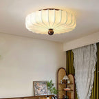 Minimalist Ceiling Light Wood Fabric Integrated LED Design 2
