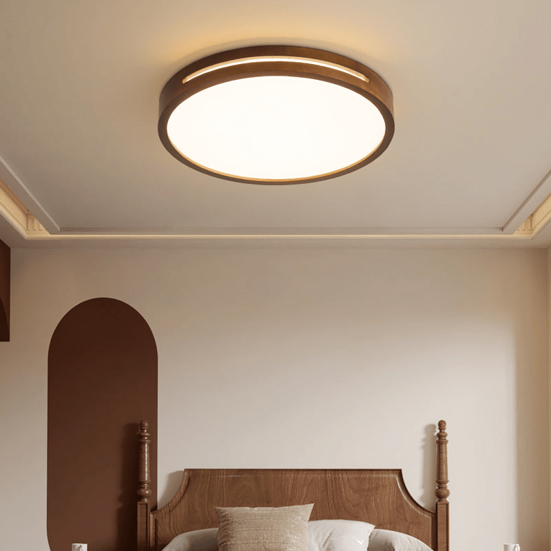 Minimalist Ceiling Light Wood Finish Dimmable LED Integrated 2