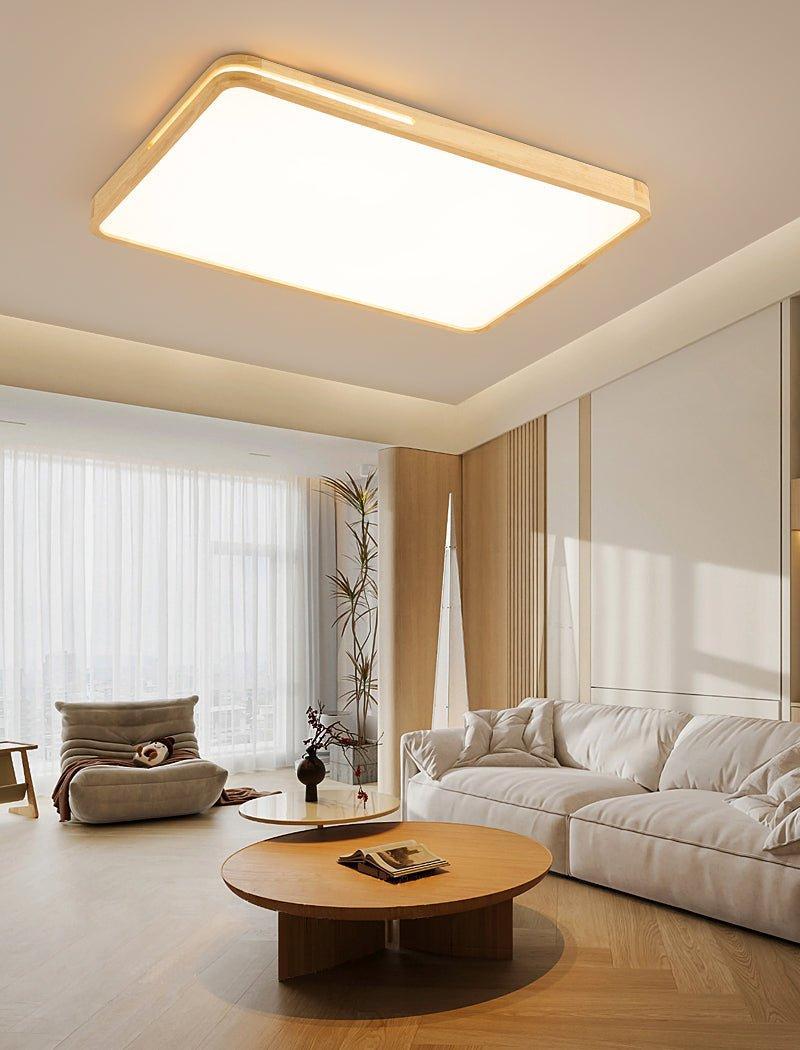Minimalist Ceiling Light Wood Finish Dimmable LED Integrated 4