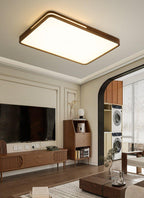 Minimalist Ceiling Light Wood Finish Dimmable LED Integrated 5