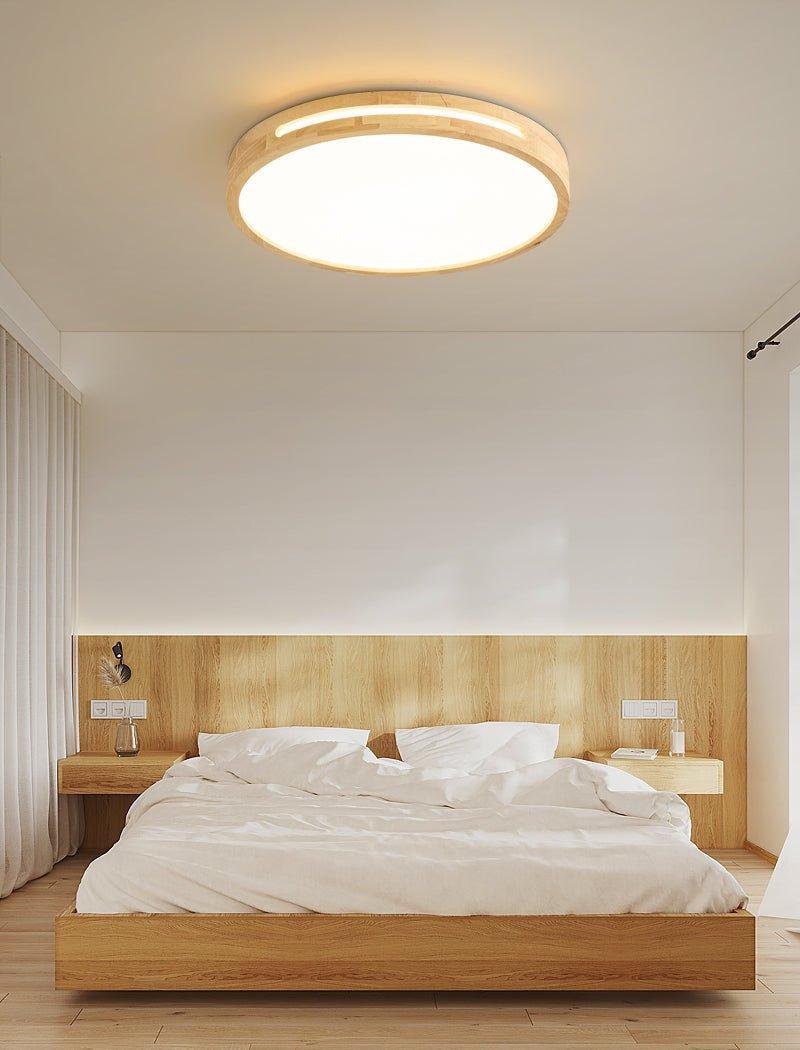 Minimalist Ceiling Light Wood Finish Dimmable LED Integrated 6
