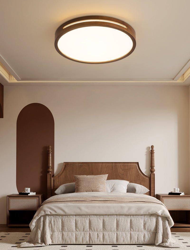Minimalist Ceiling Light Wood Finish Dimmable LED Integrated 7