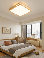Minimalist Ceiling Light Wood Finish Dimmable LED Integrated 8