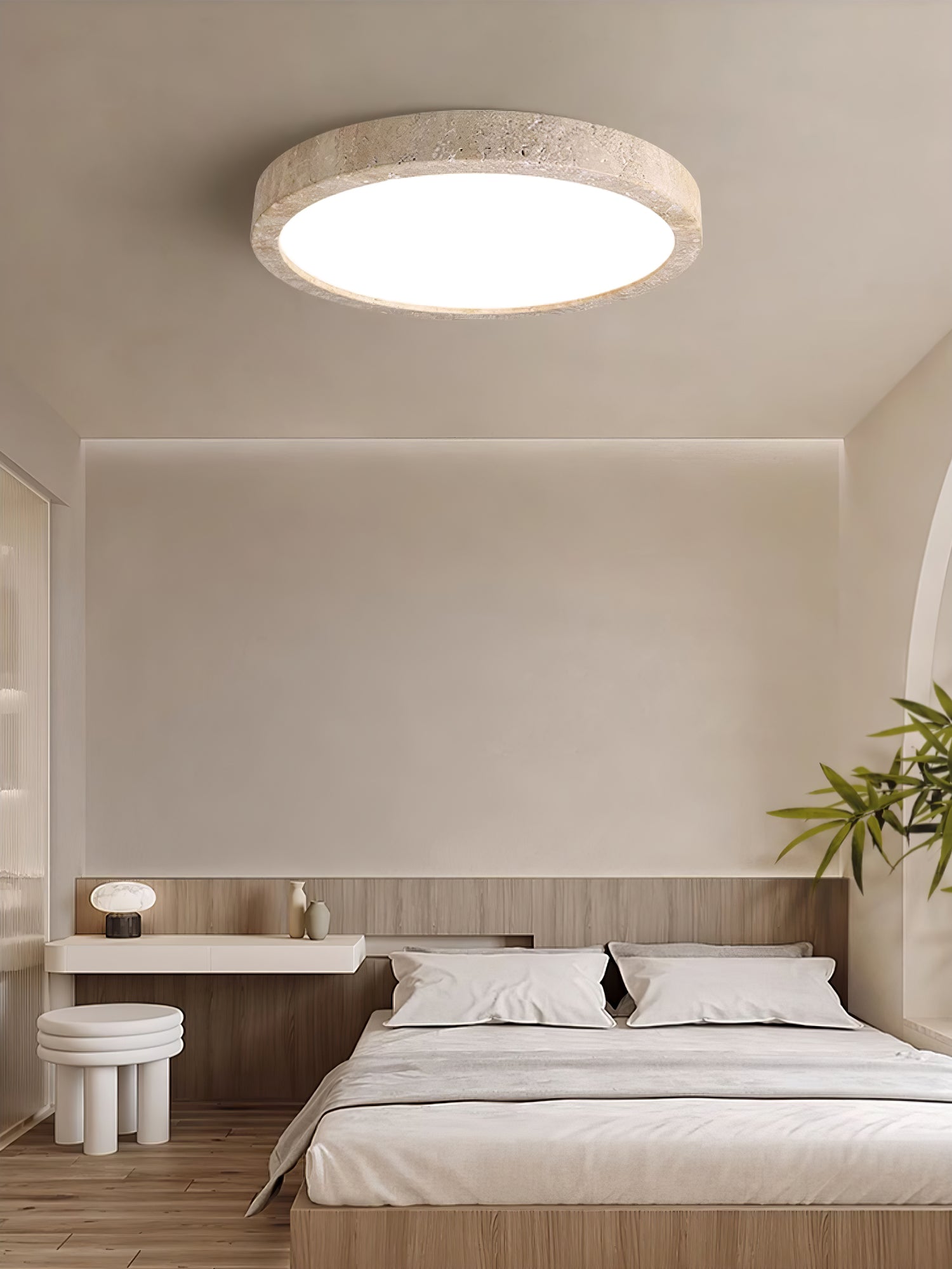 Minimalist Ceiling Light Yellow Travertine Integrated LED 4