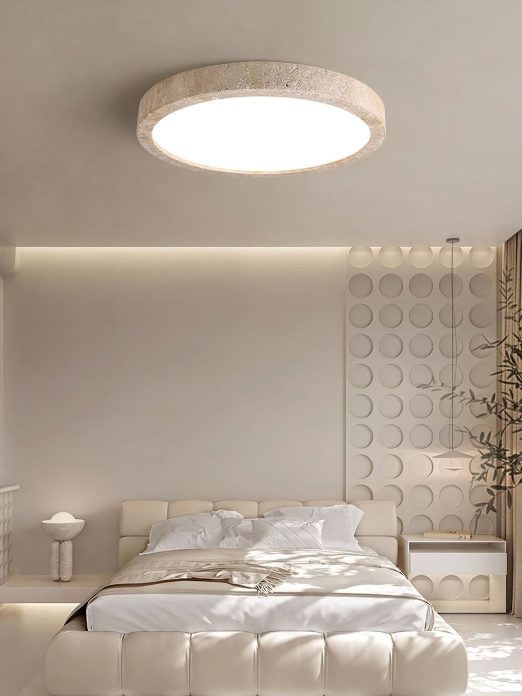 Minimalist Ceiling Light Yellow Travertine Integrated LED 5