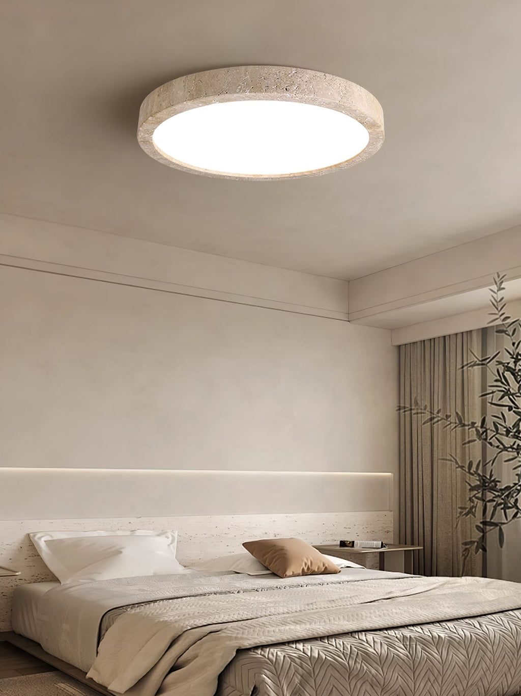 Minimalist Ceiling Light Yellow Travertine Integrated LED 8