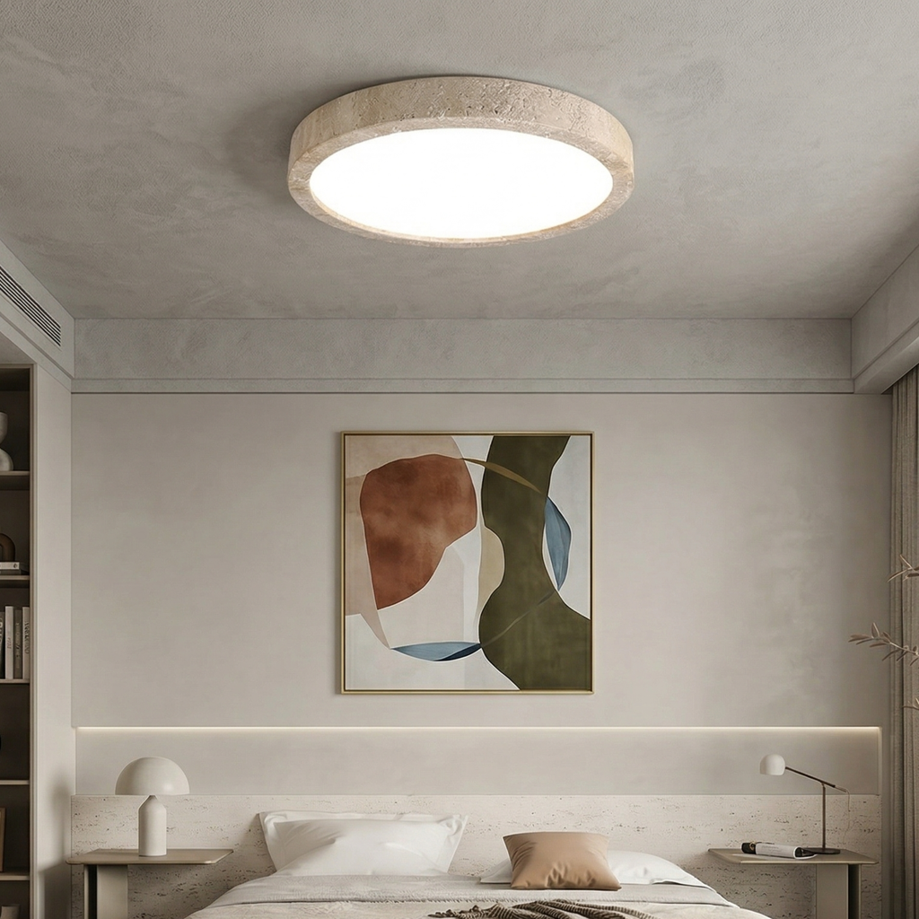 Minimalist Ceiling Light Yellow Travertine Integrated LED 99