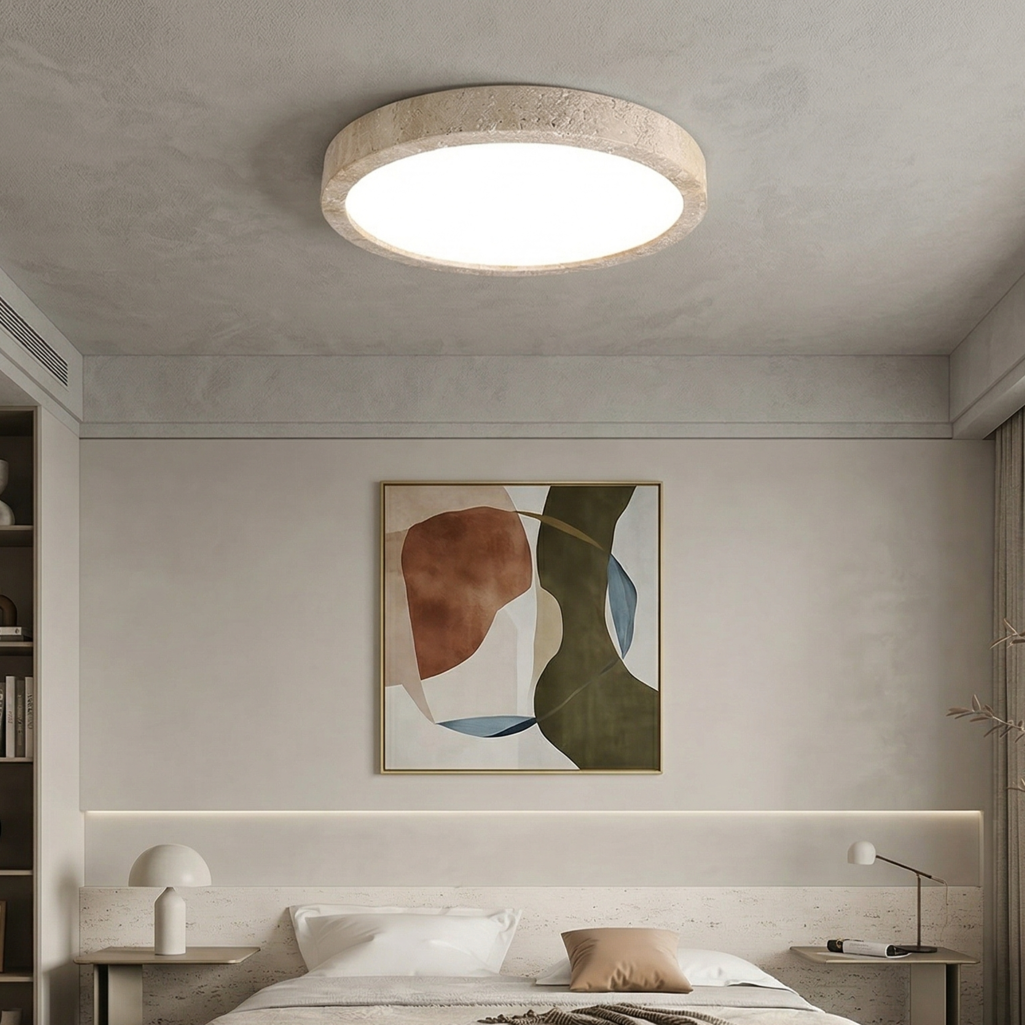 Minimalist Ceiling Light Yellow Travertine Integrated LED 99