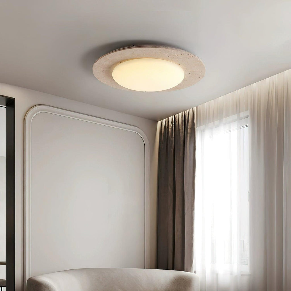 Minimalist Ceiling Light Yellow Travertine Solid Wood LED 3