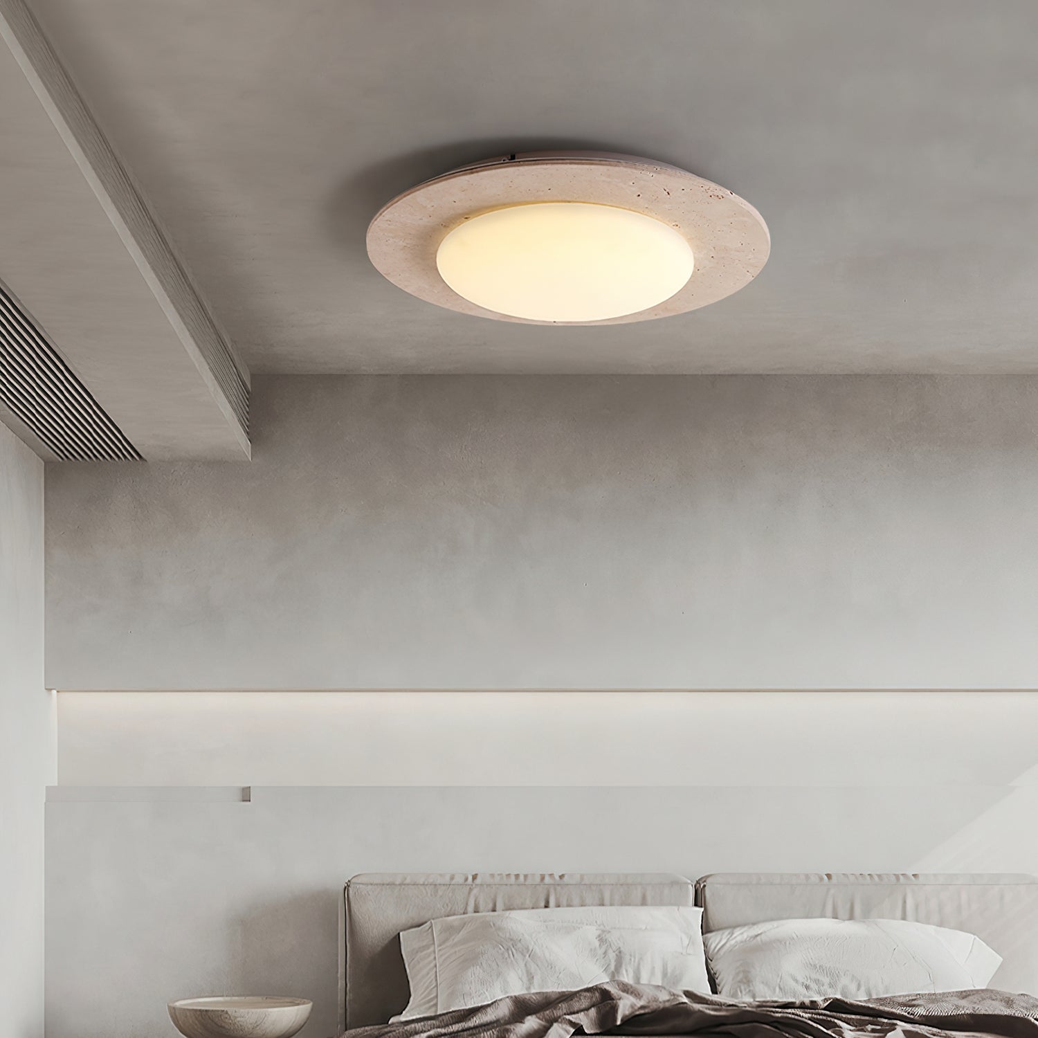 Minimalist Ceiling Light Yellow Travertine Solid Wood LED 4