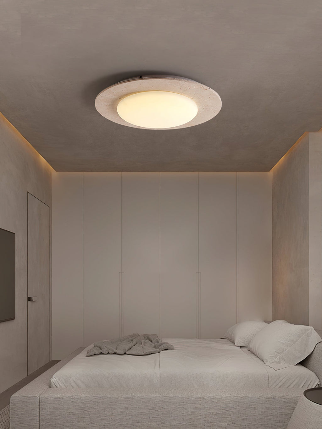Minimalist Ceiling Light Yellow Travertine Solid Wood LED 6