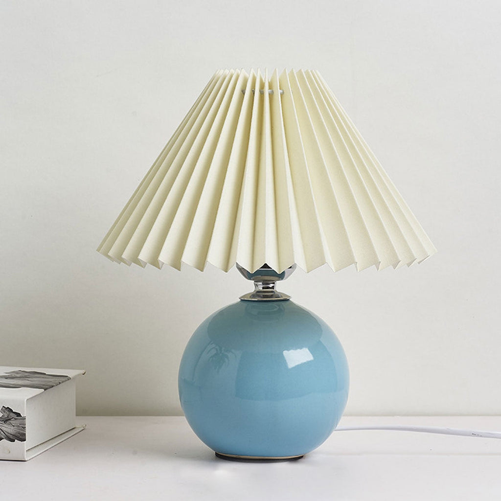Minimalist Ceramic Table Lamp with Pleated Shade – Stylish Bedroom and Bedside Table Lamp in Multiple Colors 11