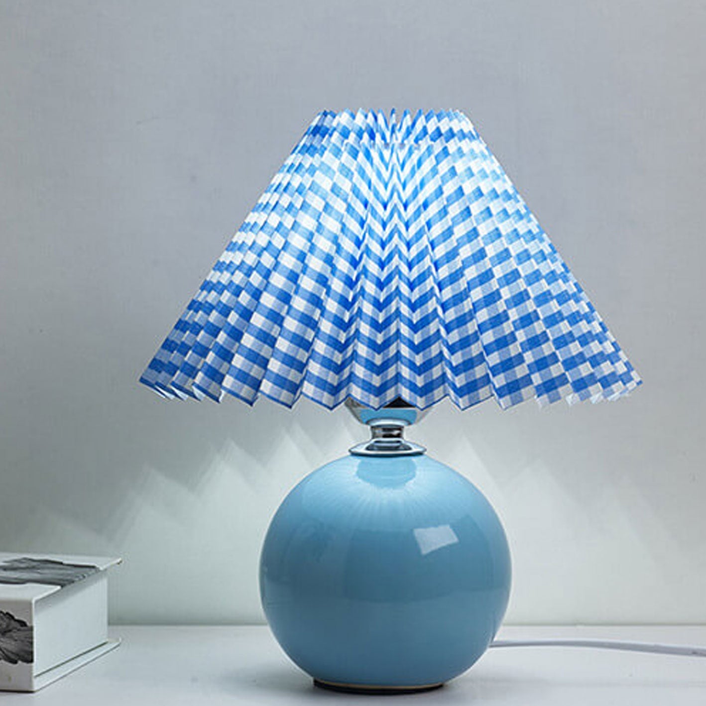 Minimalist Ceramic Table Lamp with Pleated Shade – Stylish Bedroom and Bedside Table Lamp in Multiple Colors 14