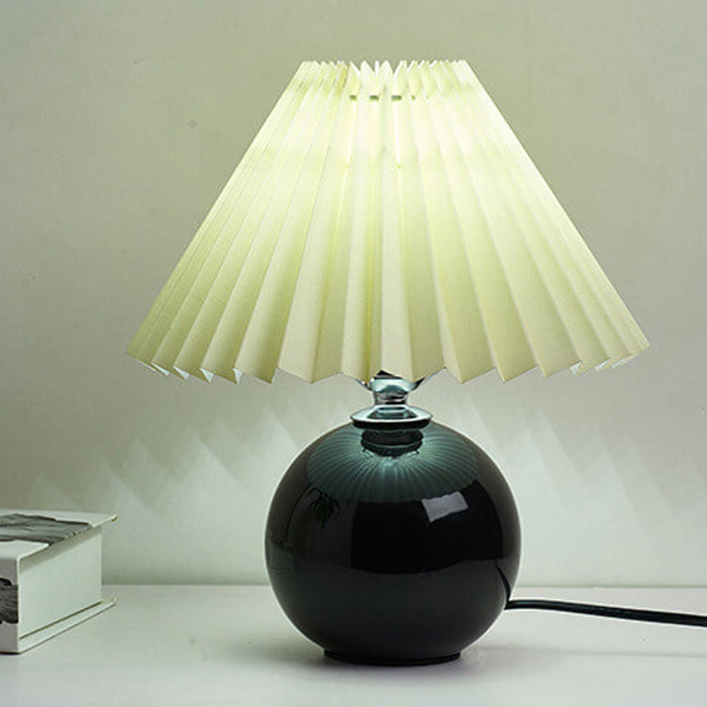 Minimalist Ceramic Table Lamp with Pleated Shade – Stylish Bedroom and Bedside Table Lamp in Multiple Colors 17