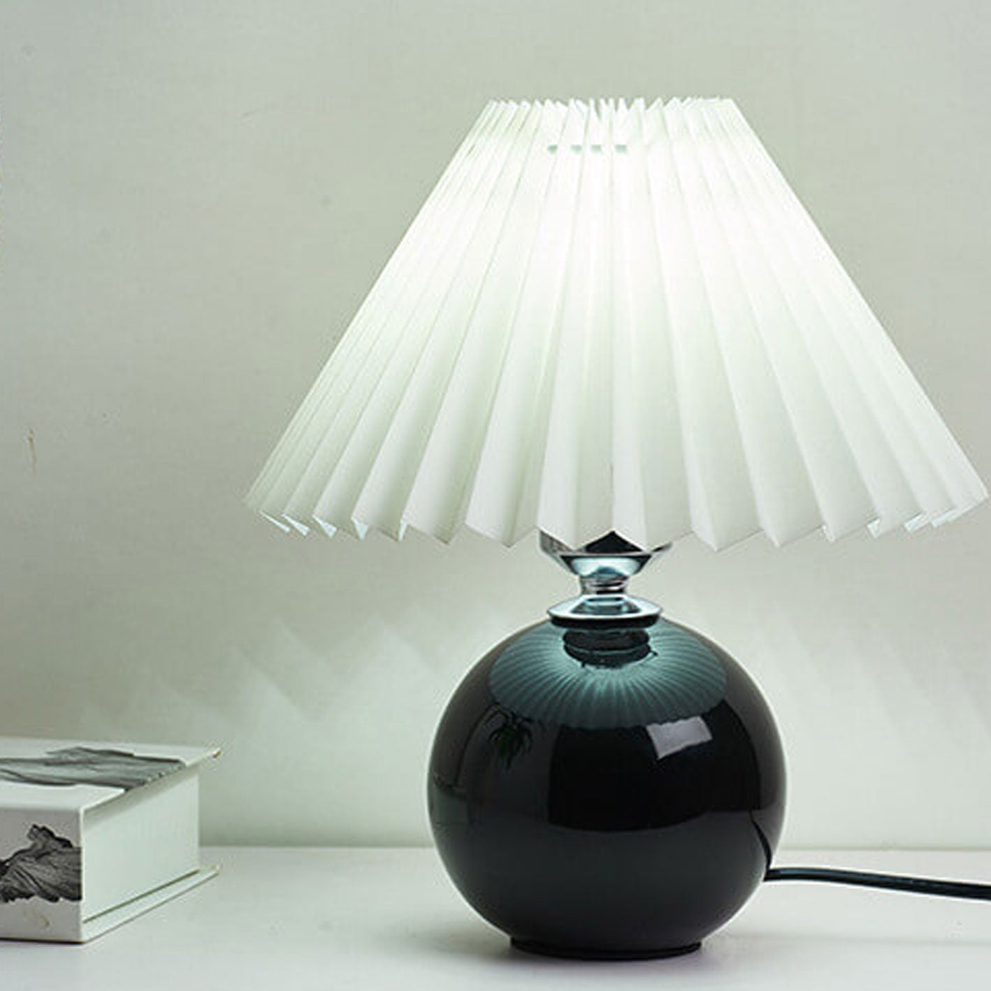 Minimalist Ceramic Table Lamp with Pleated Shade – Stylish Bedroom and Bedside Table Lamp in Multiple Colors 18