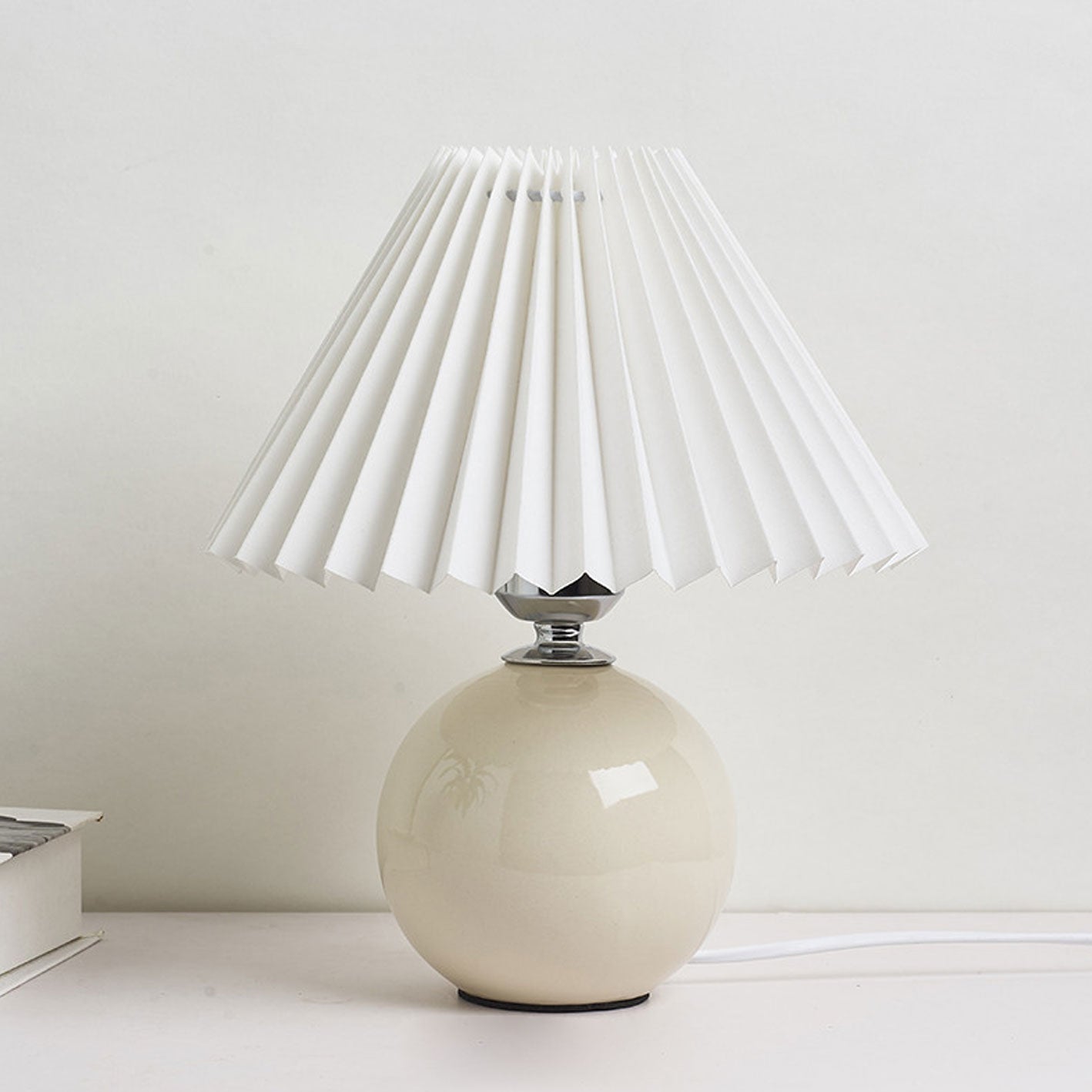 Minimalist Ceramic Table Lamp with Pleated Shade – Stylish Bedroom and Bedside Table Lamp in Multiple Colors 22