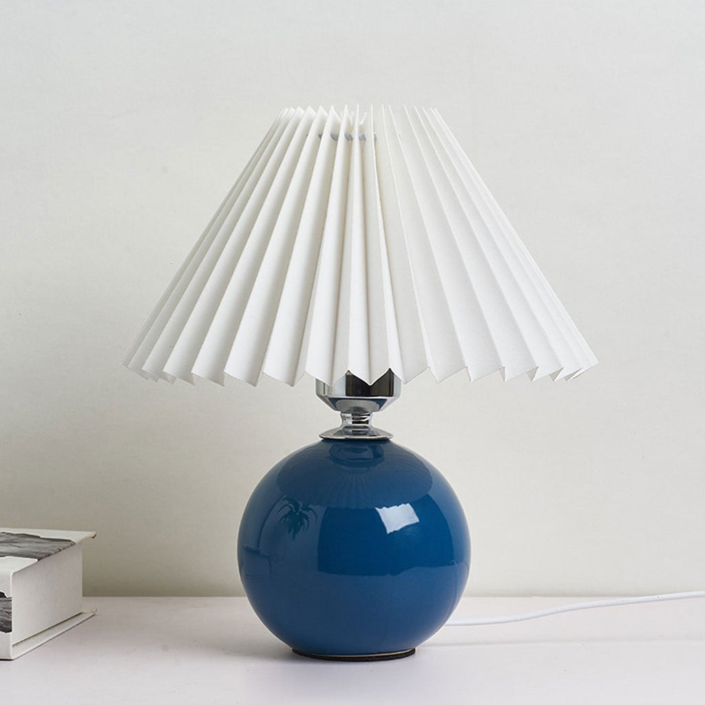 Minimalist Ceramic Table Lamp with Pleated Shade – Stylish Bedroom and Bedside Table Lamp in Multiple Colors 24