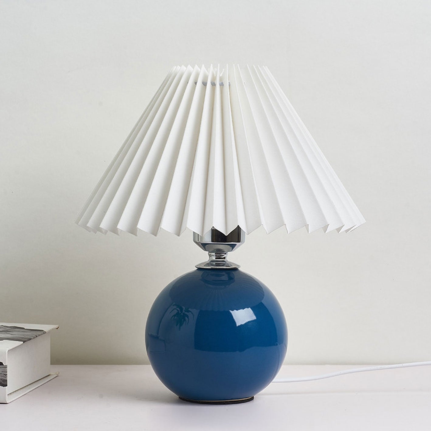 Minimalist Ceramic Table Lamp with Pleated Shade – Stylish Bedroom and Bedside Table Lamp in Multiple Colors 24