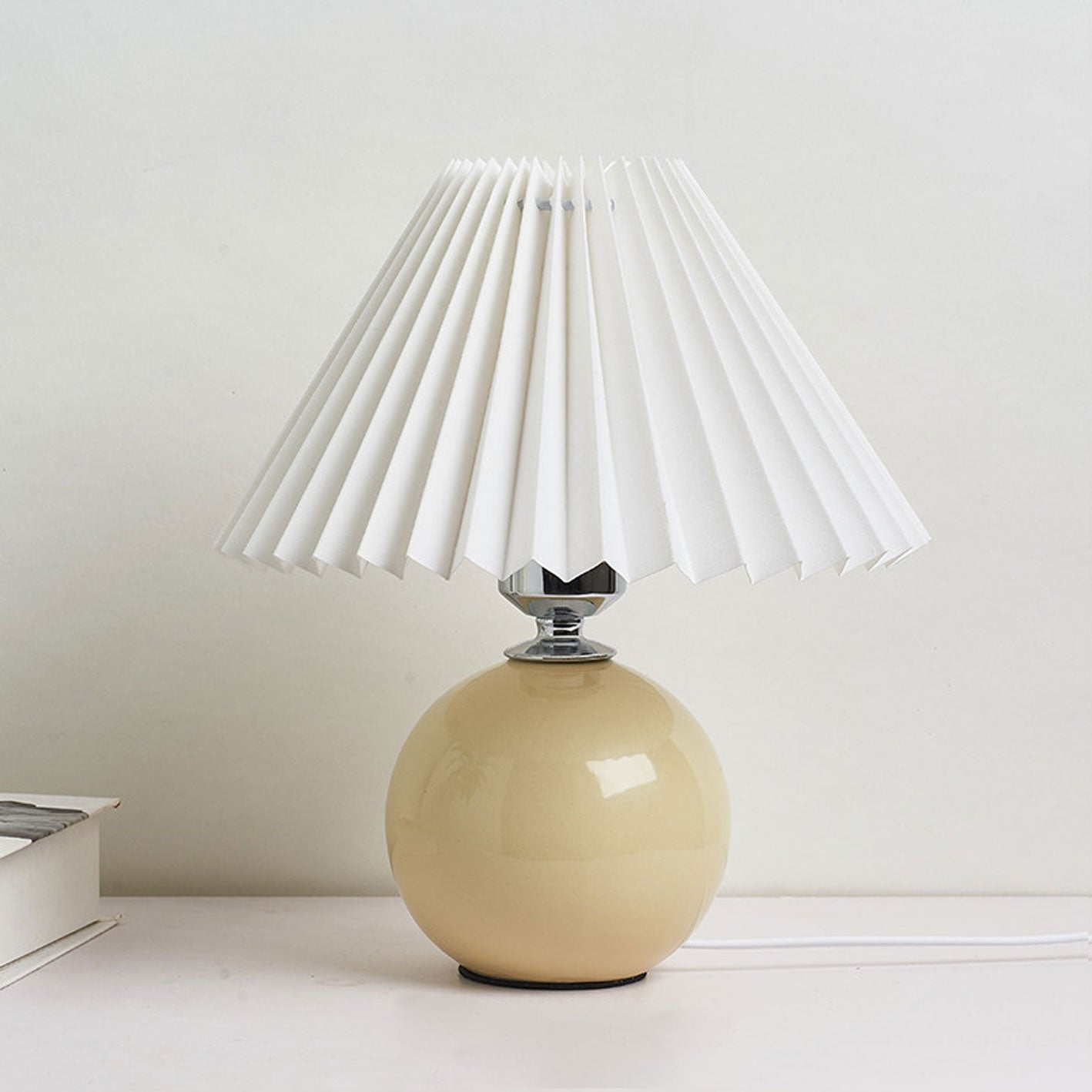 Minimalist Ceramic Table Lamp with Pleated Shade – Stylish Bedroom and Bedside Table Lamp in Multiple Colors 25