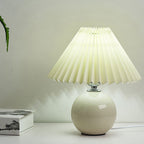 Minimalist Ceramic Table Lamp with Pleated Shade – Stylish Bedroom and Bedside Table Lamp in Multiple Colors 3