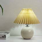 Minimalist Ceramic Table Lamp with Pleated Shade – Stylish Bedroom and Bedside Table Lamp in Multiple Colors 4