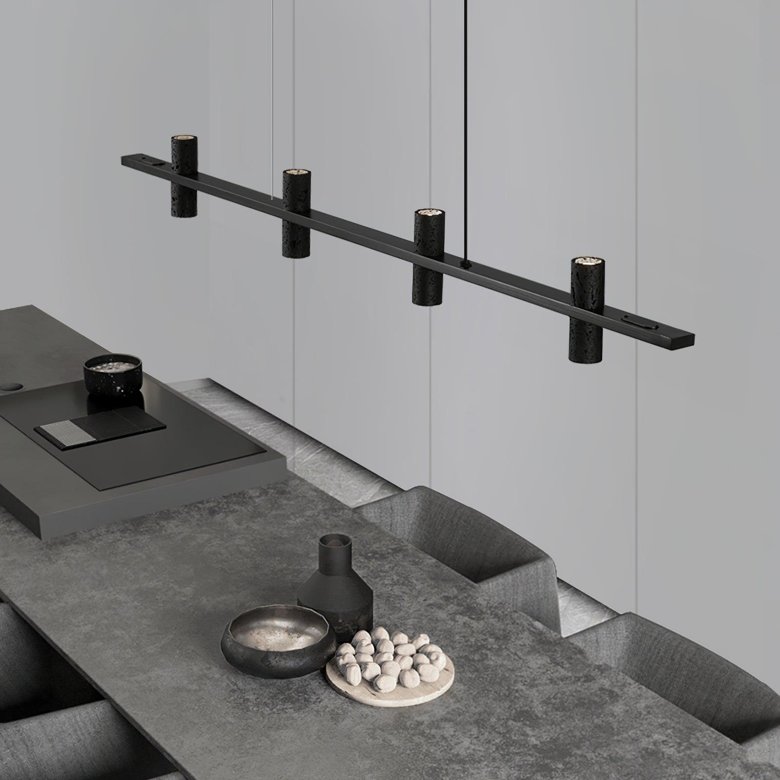 Minimalist Chandelier Black Travertine Copper Design 3