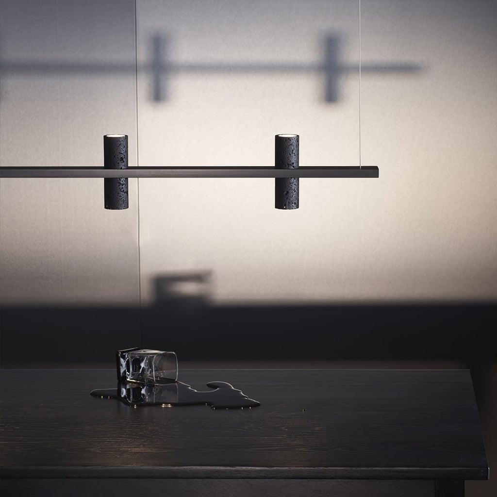 Minimalist Chandelier Black Travertine Copper Design 4