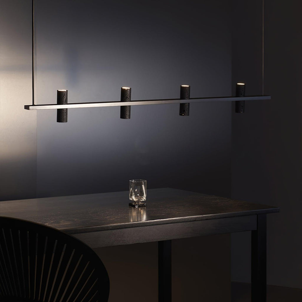 Minimalist Chandelier Black Travertine Copper Design 6